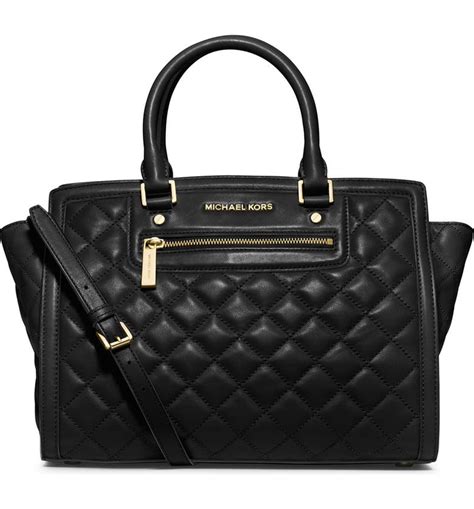 michael kors quilted leather satchel|Michael Kors leather satchel large.